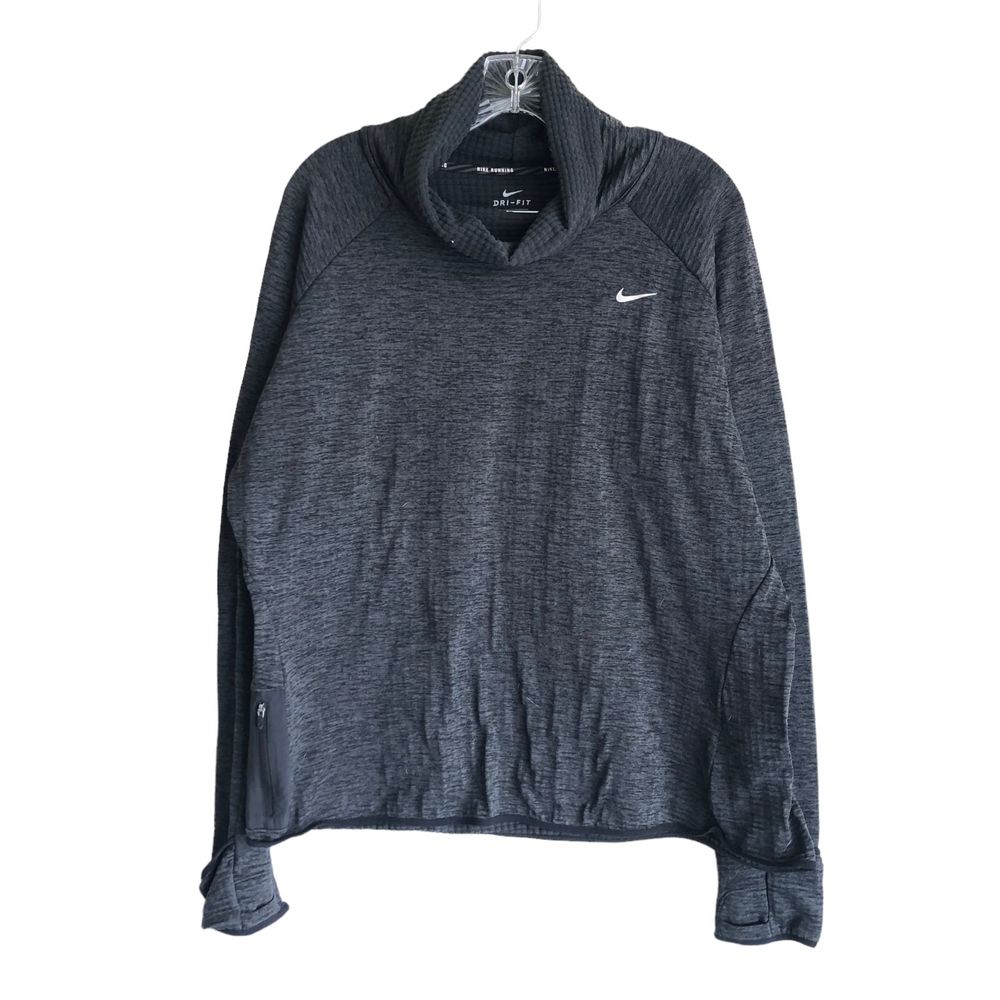 Nike Running Women's Active Top Plus 1X Gray Cowl Neck Dri-Fit Stretch Fleece